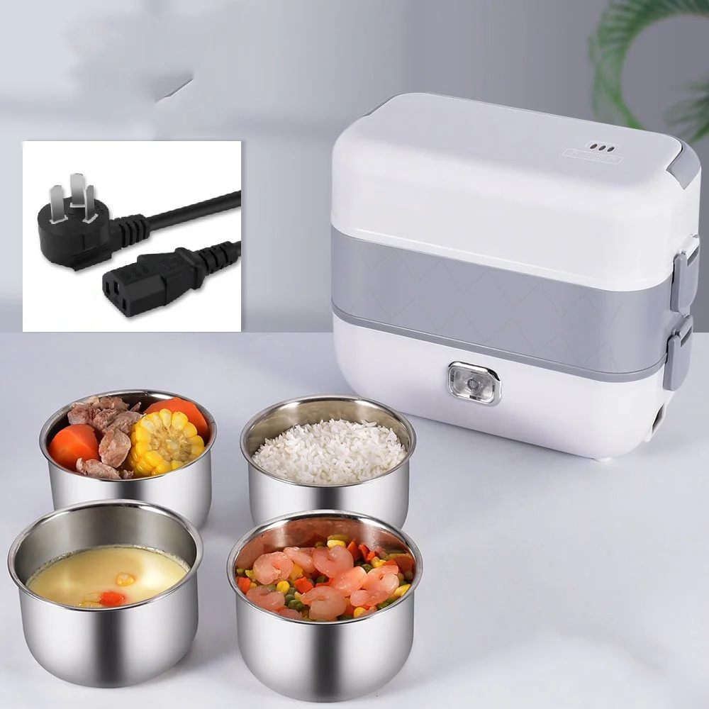 Portable electric lunch box 1 bottle pc car stainless steel plastic 2-in-1 household insulation heating lunch box can be plugged