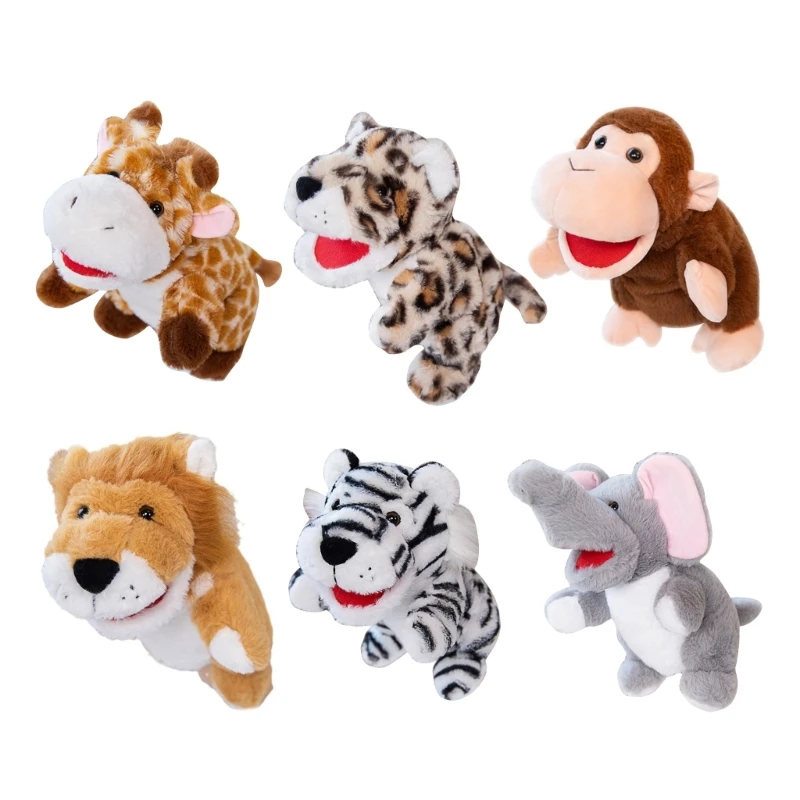 Kids Plush Hand Puppet Animal Puppet Boys Girl Roleplay Activity Bedtime Story Props Jungle Animal Christmas Gift