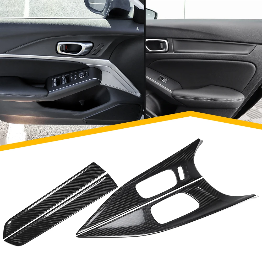 

For Acura Integra A-Spec Type S 2022 2023 2024 Inner Door Handle Cover Dry Carbon Fiber Interior Car Accessories