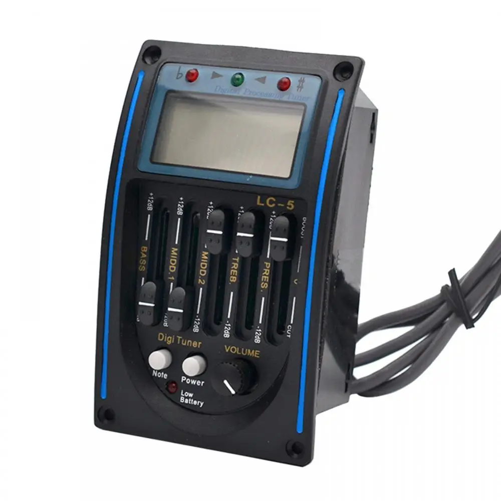 5-pasmowy podświetlany przedwzmacniacz gitarowy LC-5 Piezo Pickup EQ Tuner z korektorem