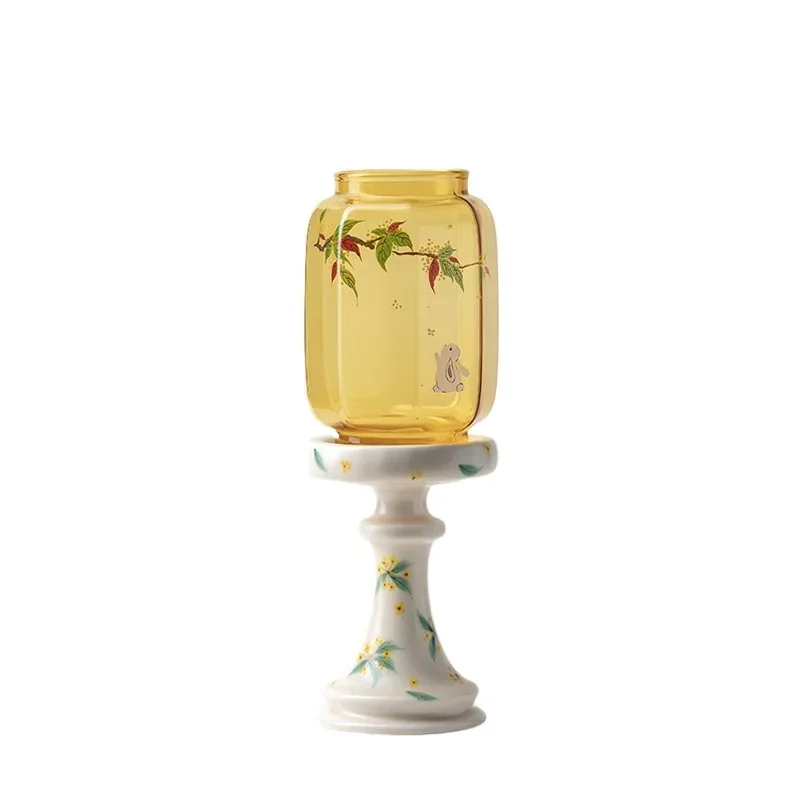 High-value antique glass candle holder Small fresh household ceramic Chinese-style ornament Scented candle holder