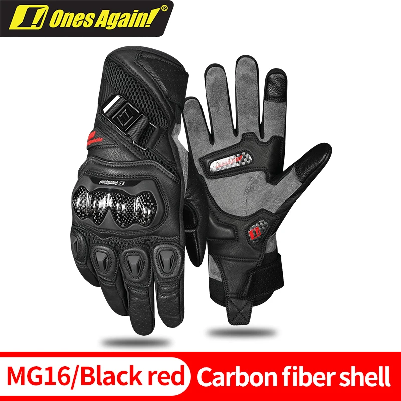 

Ones Again MG16 Summer Motorcycle Carbon Fiber Leather Gloves High Quality Breathable Touch Screen Motorcycle Racing Gloves