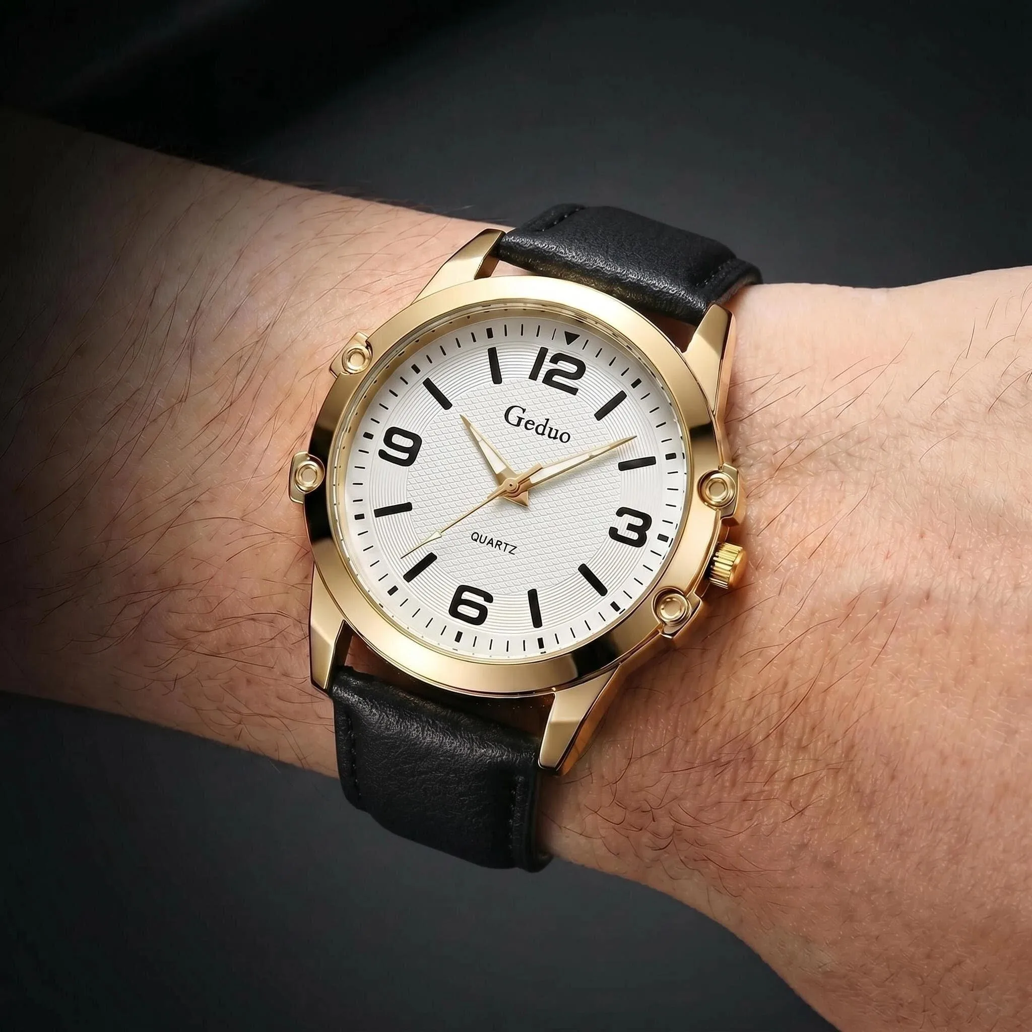 

Men's Fashion Casual Quartz Watch Leather Strap Sport Wristwatch for Men