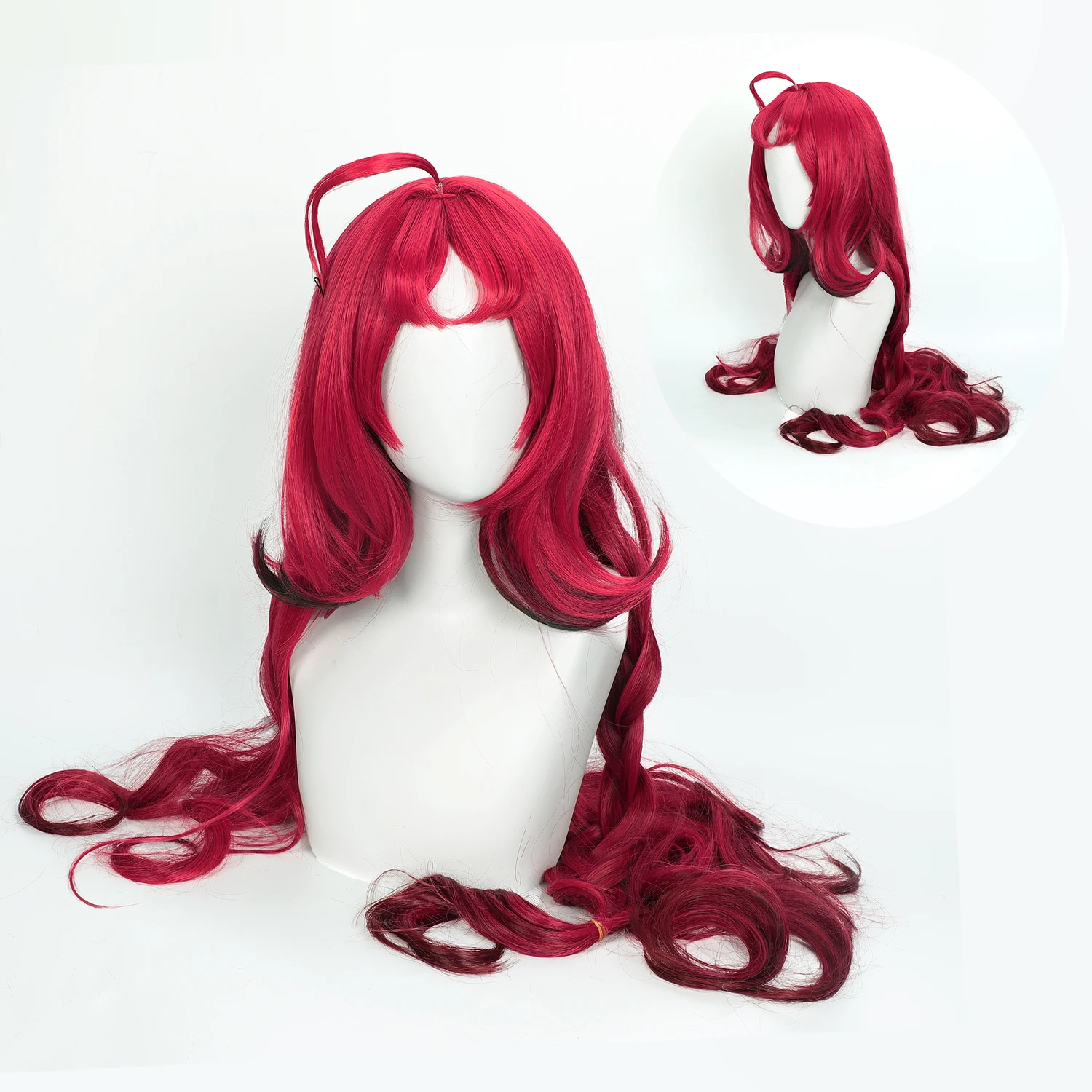 Cosplay Wig Ninfu 100cm Long Anime Game Wig Arknights Ombre Rose Red Gradient Synthetic Wig with Bangs Wavy Cosplay Wig Woman