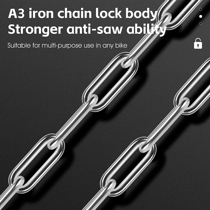 WEST BIKING Bicycle Chain Lock MTB Road Bike Safety Chain Lock With 2 Keys Outdoor Cycling Anti-theft Bicycle Lock for Scooter