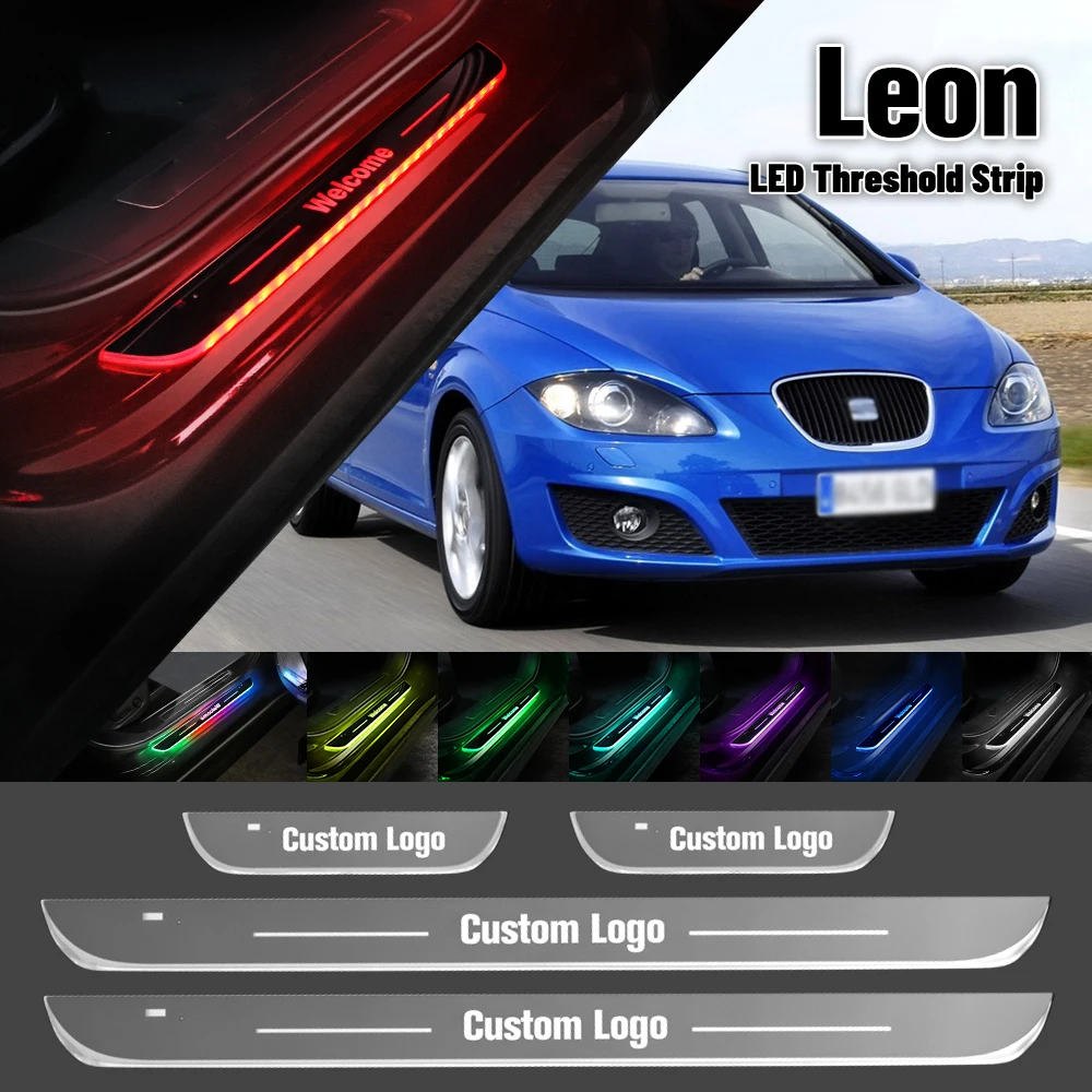 For Seat Leon 1M 1P 5F KL MK1 MK2 MK3 MK4 Car Door Sill Light Customized Logo LED Welcome Threshold Pedal Lamp Accessories