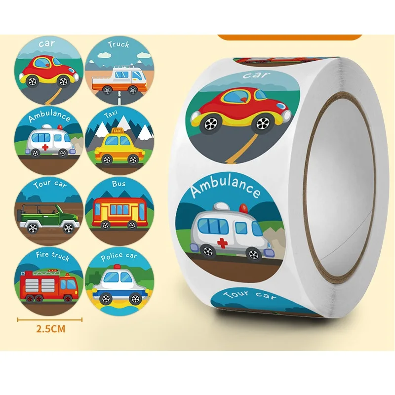 Different types of cars, cars, learning English stickers, stickers for children's toys, reward and praise stickers