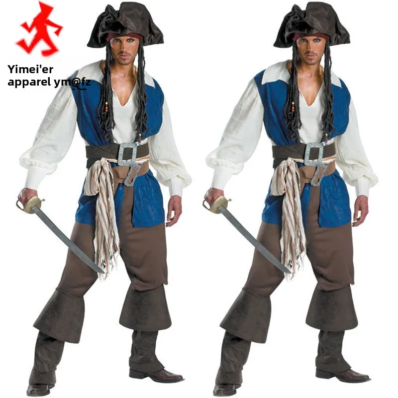 

Caribbean Pirate loween Costume Men's Game Sle Cotton Traditional Chinese Clothing Festival Par Outfit