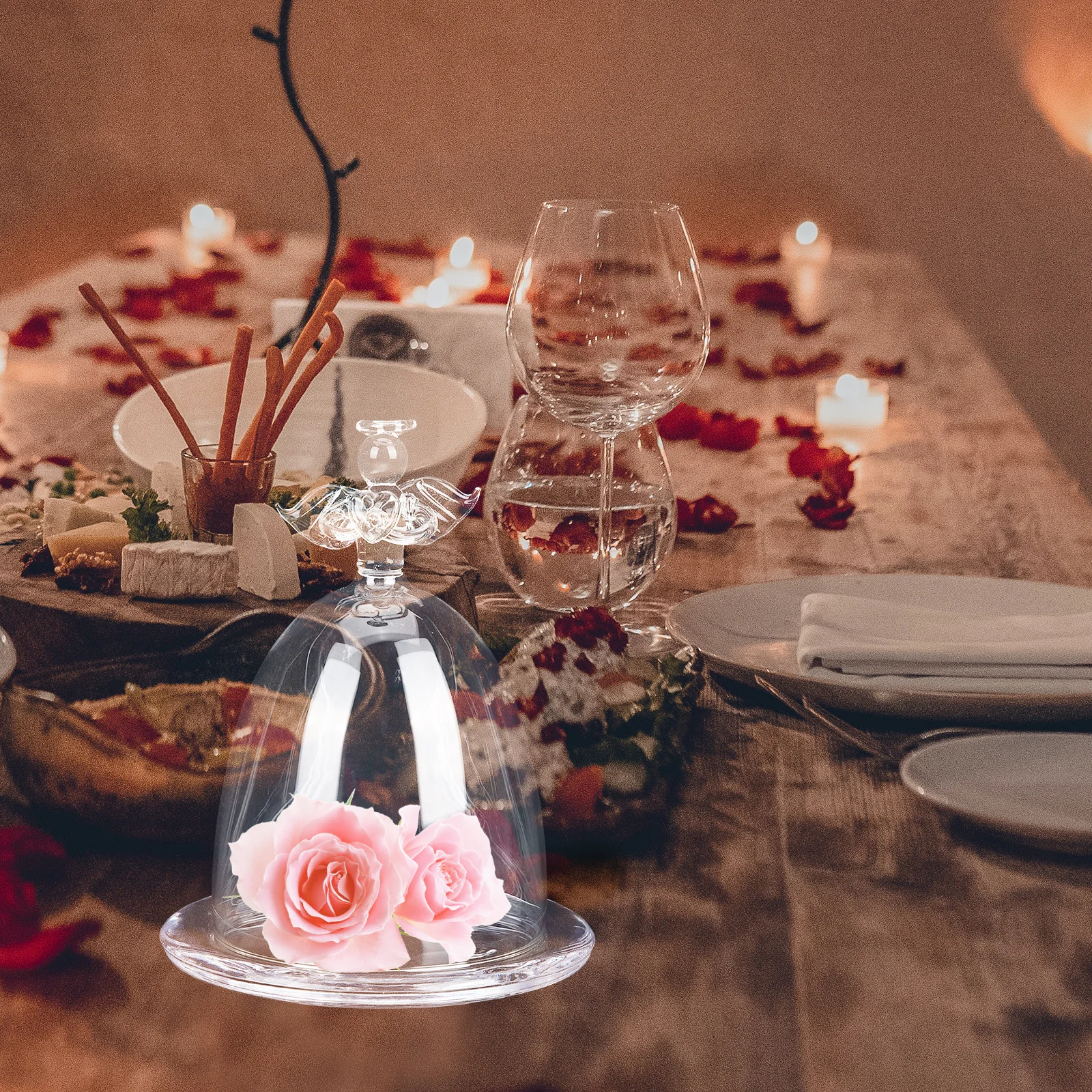 

Premium Angel Clear Display Dome with Preserved Flower Art Craft for Indoor Outdoor Decoration Elegant Glass Landscape Cover