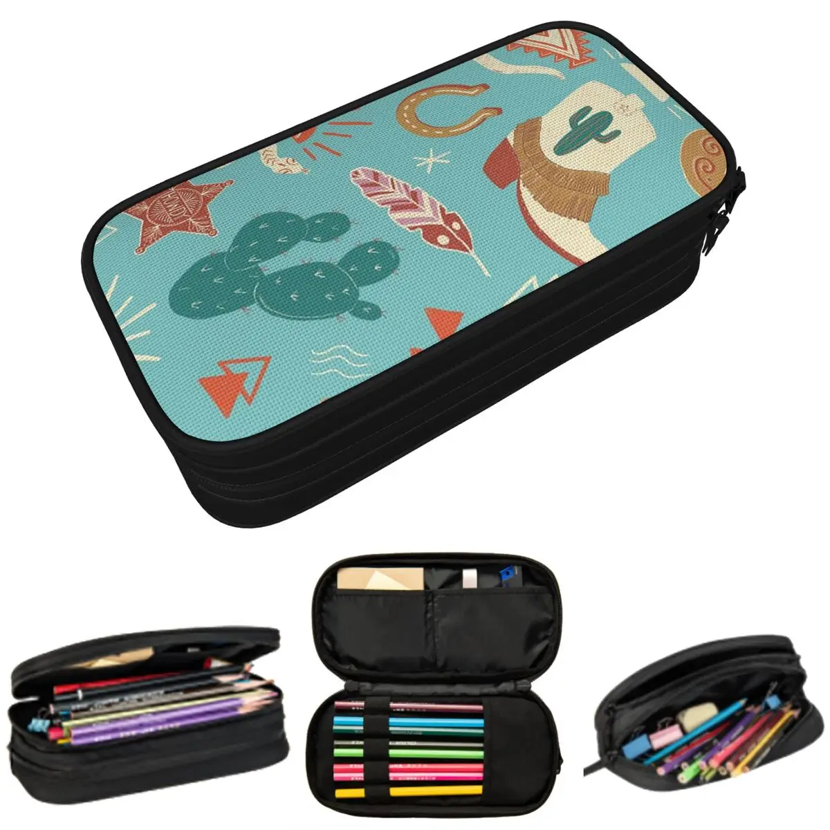 

Пенал с узором в стиле вестерн для мальчиков и девочек, школьный пенал-коробка, сумка для канцелярских принадлежностей, держатель для ручек