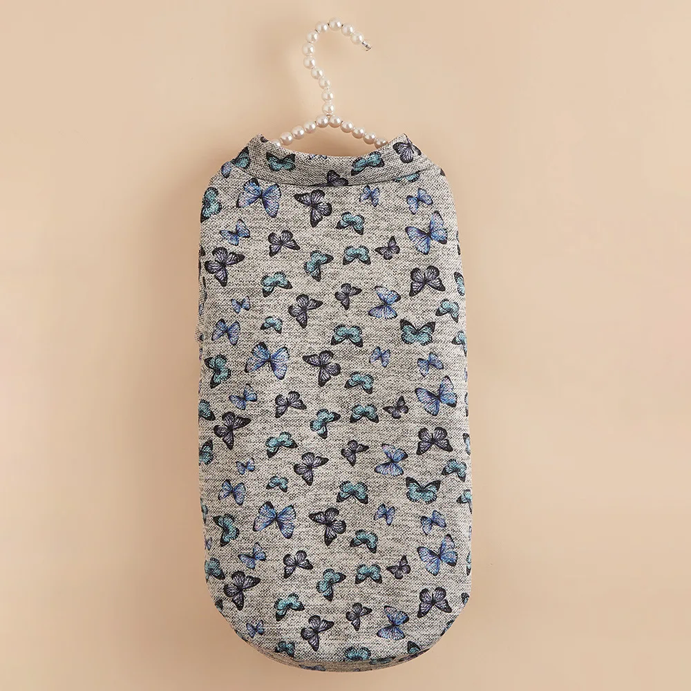 Cute Butterfly Print Pet Hoodie, Fashion Spring Autumn Dog Cat Clothes, New Pullover Puppy Kitten Sweatshirt, Small Dog Top