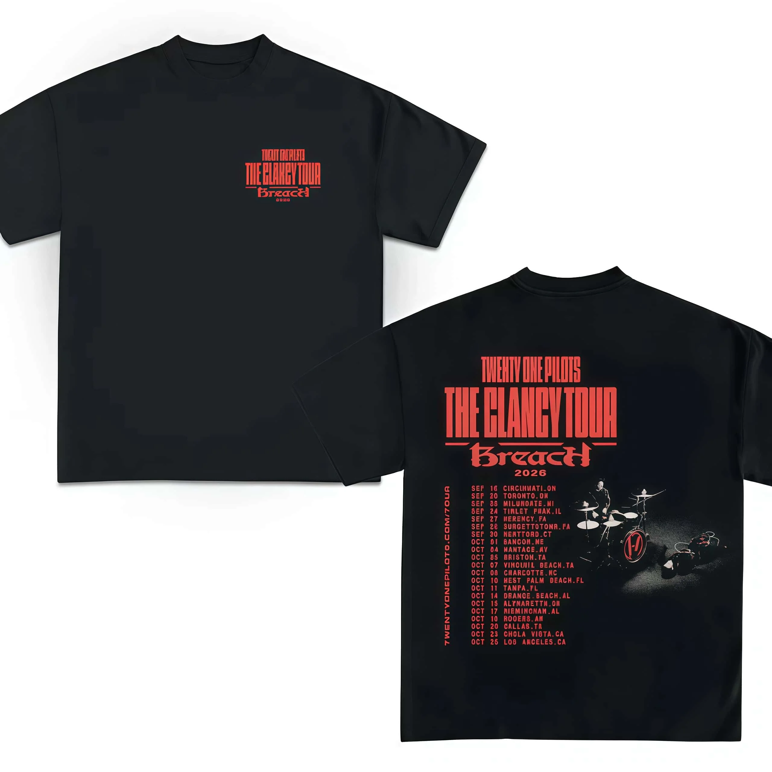 Twenty One Pilots T-Shirt Breach Tour 2026 Unisex Graphic T-Shirt 2026 Summer New Men Women Cotton T-shirt Street Wear Y2K - view 3