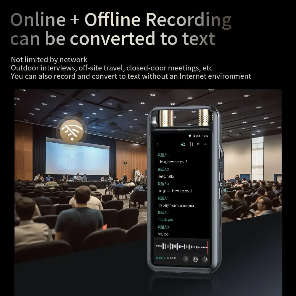 2026 AI Translator M5 Real-Time Voice Recorder W/ 50ft Mic - Legal Meetings/Outdoor Interviews & Multi-Language HD Transcription