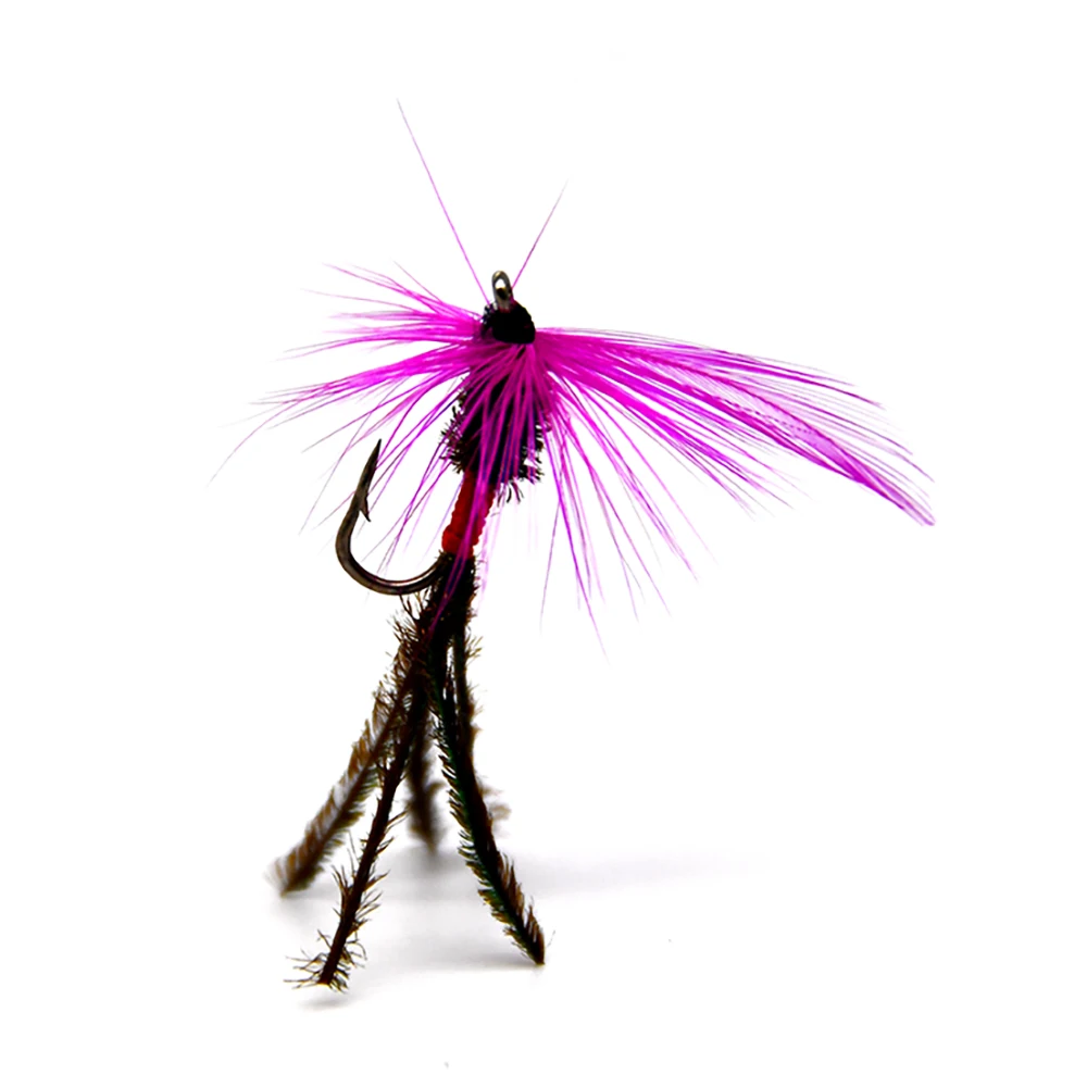 MNFT 10Pcs/Pack 10# Peacock Silk Tail Trout Grayling Fishing Flies Wet Fly Purple Beard Long tail Prince Nymph Fly Fishing Lure