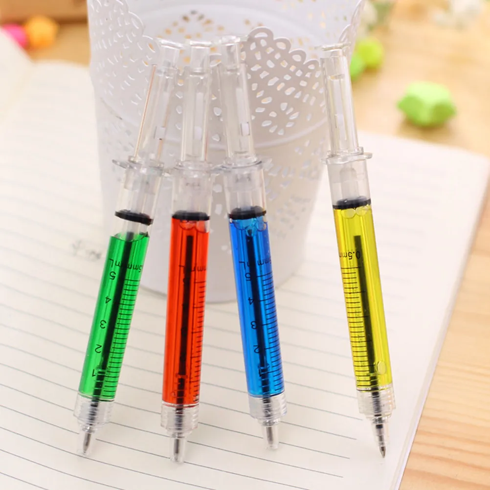 

24Pcs Realistic Needle Tube Shaped Ballpoint Pen Creative Funny Slim Lightweight School Office Home Use Eco Friendly Safe Pen