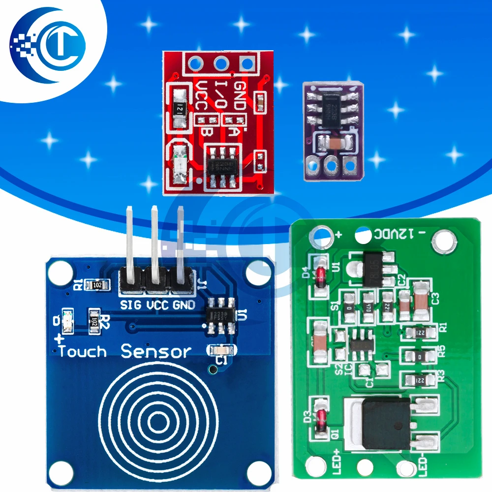 12V Capacitive Touch Switch Sensor Module Push Button Touching Key Module Jog Latch With Relay DC 6-20V 3A TTP223 module