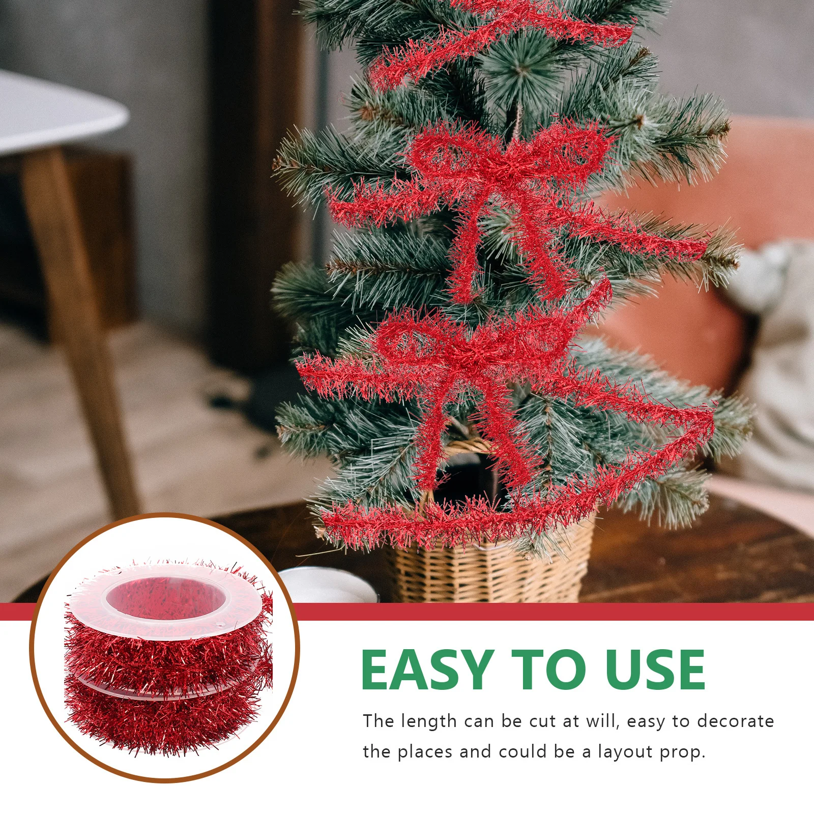 

2 Rolls Metal Tinsel Garland Snowflake Pattern Christmas Hanging Decor Festival Ribbon Party Supply Xmas Tree Adornment