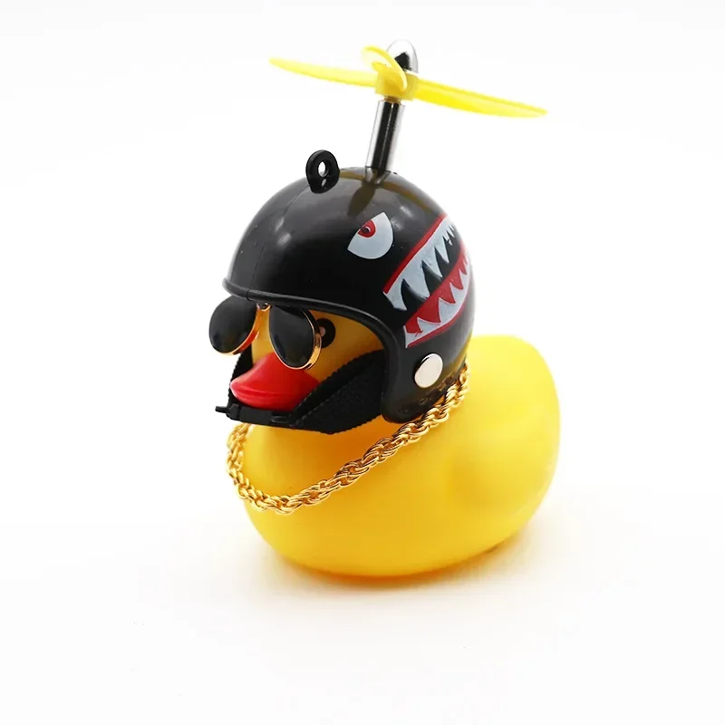 Cute Duck Bike Bell with Helmet Propeller Rubber Bicycle Light Decoration for Scooter MTB Motorbike Kids Bike Toys Accessories