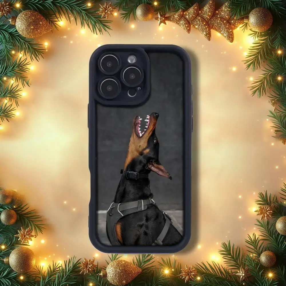D-Dog Cool D-DobermanS Handyhülle für iPhone 14,12,17,15,11,13,16,Pro,E,Plus,Max,Air,SE4, weiches Silikon, stoßfeste Schmirgelrückseite
