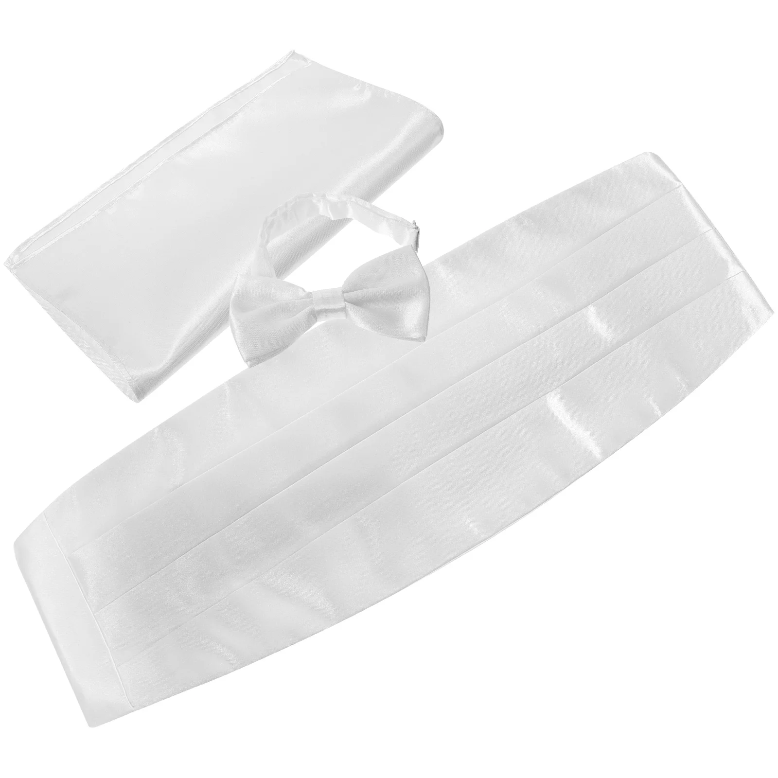 

1 set Satin Bow Square Cummerbund Set for Men White Wedding Bow Tie Set Tuxedo Cummerbund For Party Party Accessories