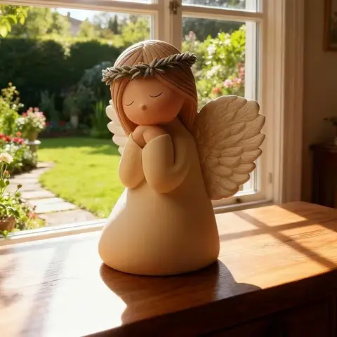 Resin Prayer Angel Statue Home Decor Creative Design Pray Girl Ornaments Sweet Decorative Artwork Winged Angel Figurine