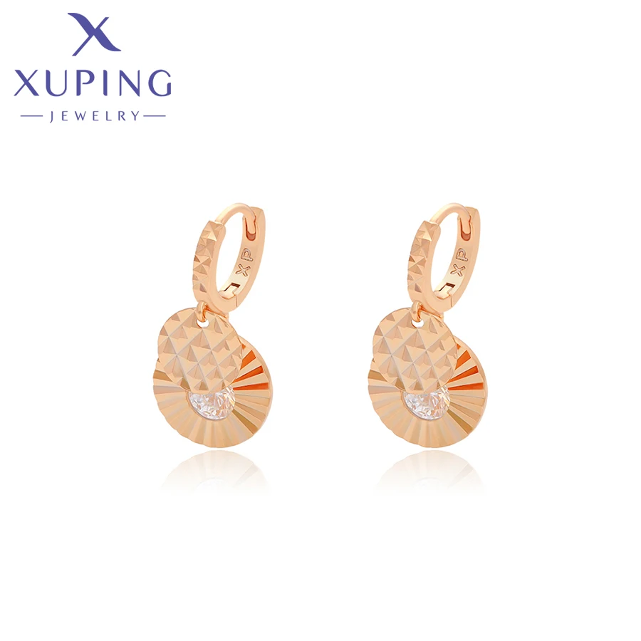 Xuping Jewelry School Gift Beautiful Round New Hoop Earrings Stone with Gold Color Earring for Women Jewellery Gift S00084421