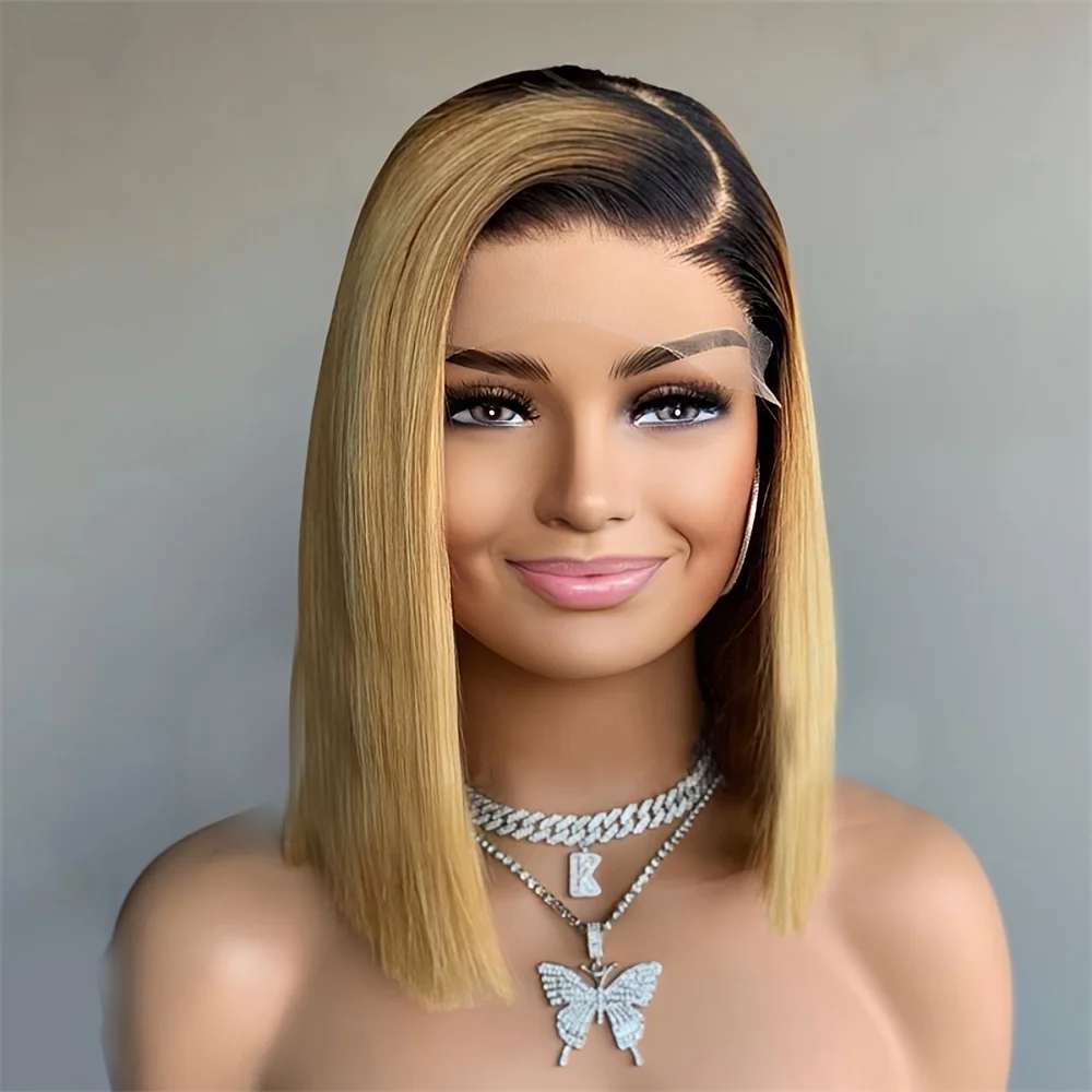 Glueless Soft Ombre Blonde Lace Front Bob Wig