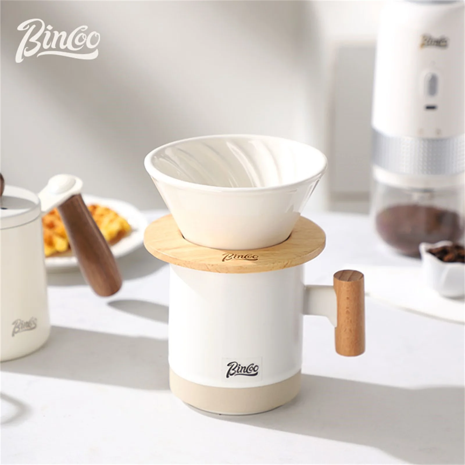 

BINCOO Hand-brewed Ceramics Coffee Pot Pour-over Filter Cup Set Reusable Home Coffee Filter Funnel Dripper Barista Accessorie