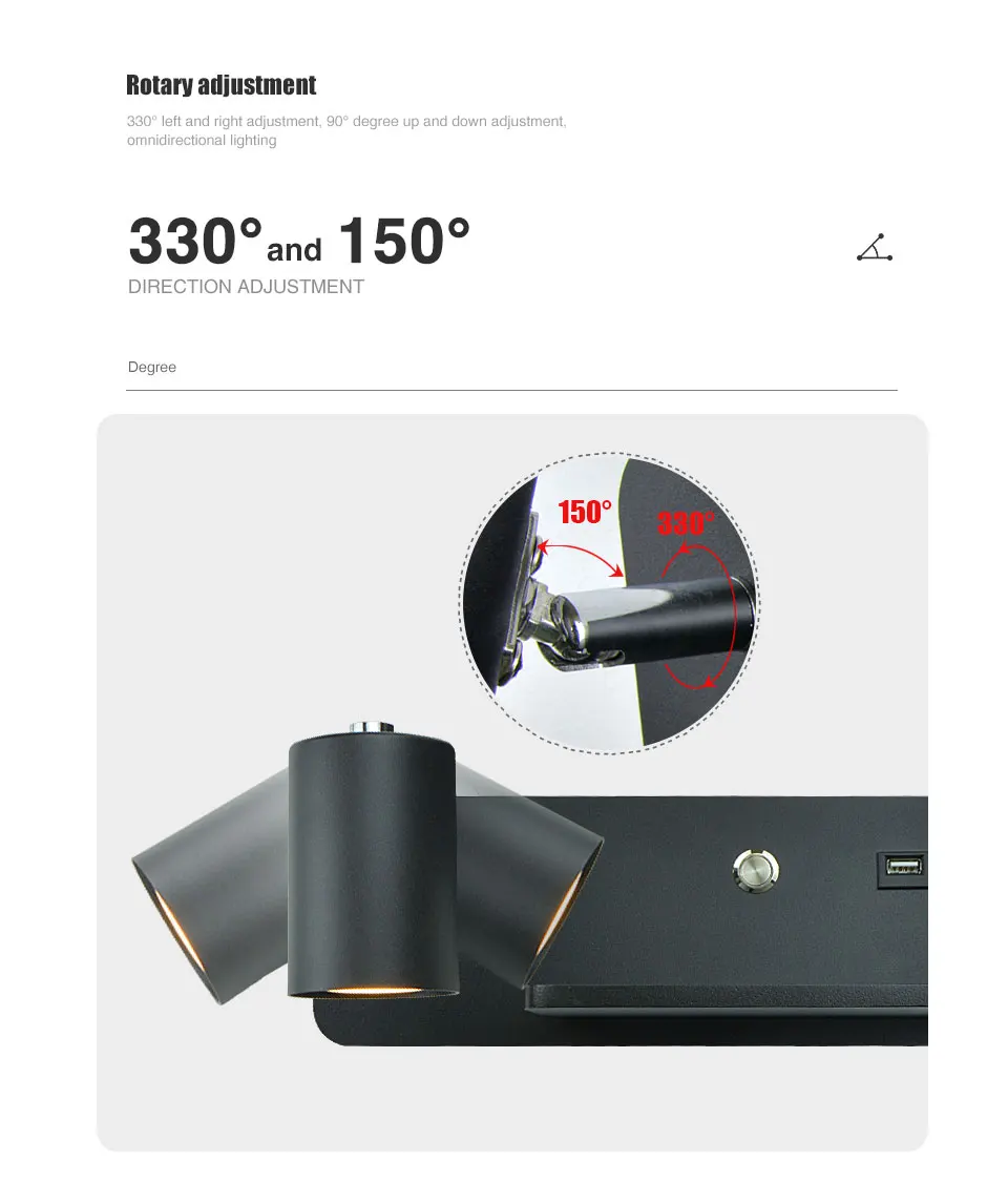 FÜHRTE Wand licht Innen Lesen Wand lampe Handy Drahtlose Lade und USB Lade Wand lichter Schlafzimmer Nacht lampen – Detail 17