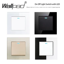 1 2 3 Gang Light Switch LED Power On / Off Interruptor Tempered Glass Frame Push Button 1 Way 2 Way Wall Panel 16A AC 250V