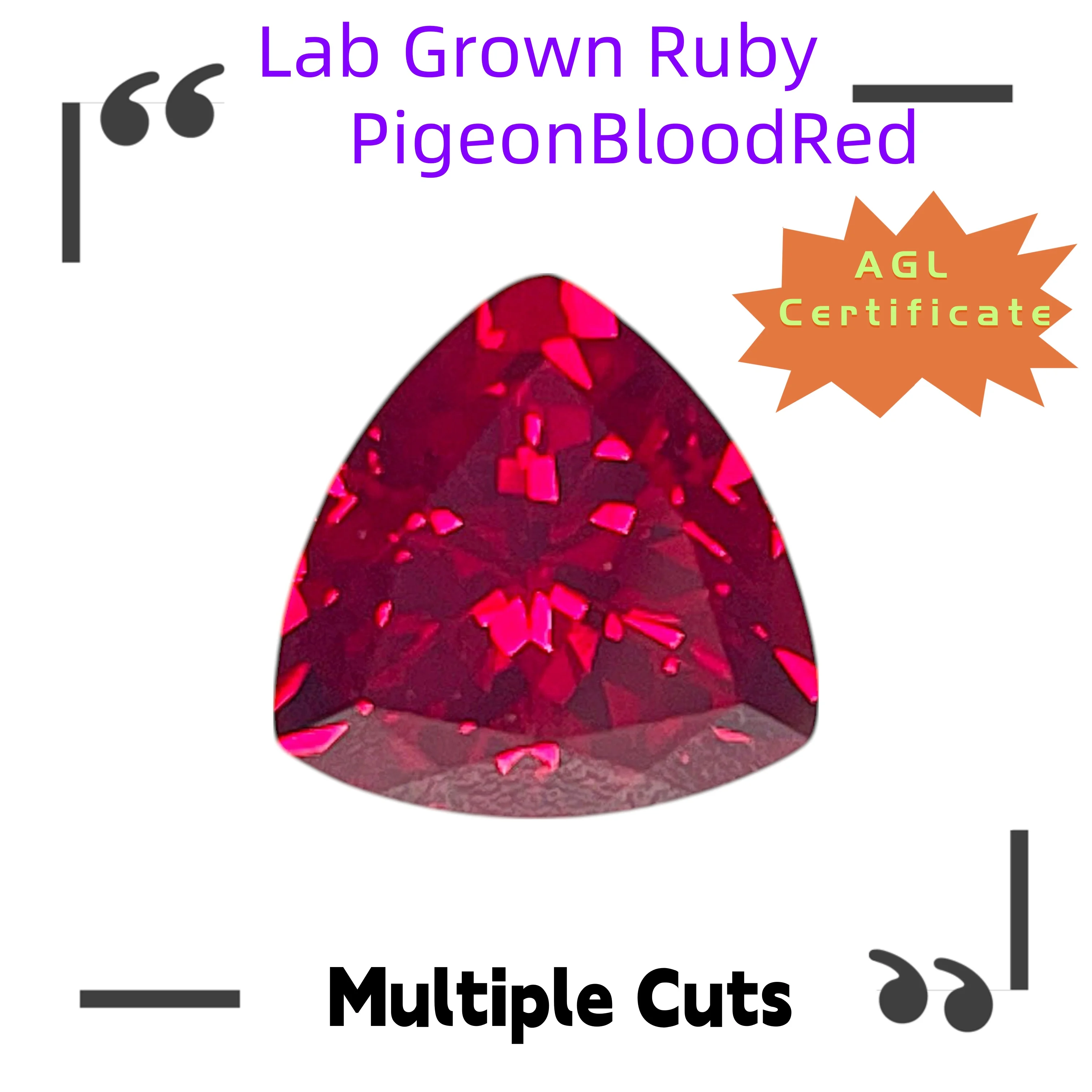 

Lab Grown Ruby Multiple Cuts Available Gem Pigeon Blood Red Premium for Jewelry Setting&Custom Design Selectable AGL Certificate