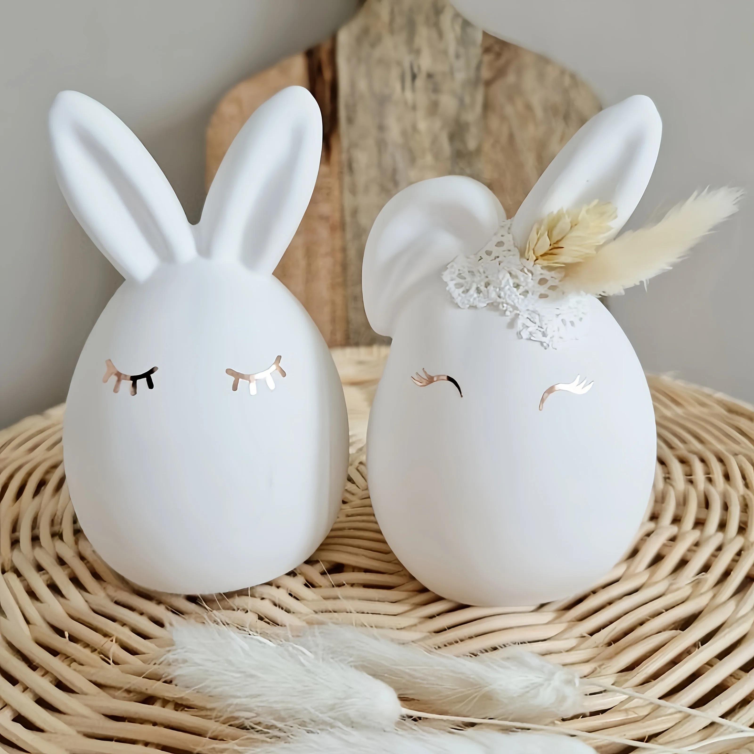 The Easter Egg Bunny Ear Candle Silicone Mold DIY Gypsum Concrete Rabbit Egg Decoration Ornament Resin Mold Handicrafts Casting