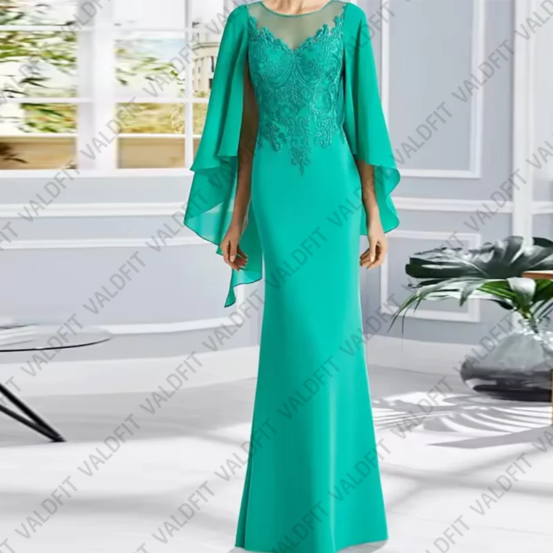 Customized Long Mermaid Green Mother of the Bride Dresses Chiffon Wedding Party Dress Vestido Invitada Boda 2022