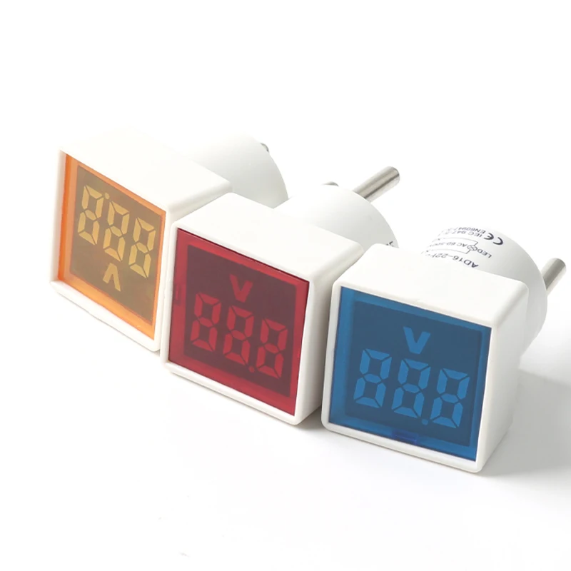 Round/Square Voltmeter Plug Type European Standard Direct Plug Universal  LED Digital Display Indicator AC220V/230V