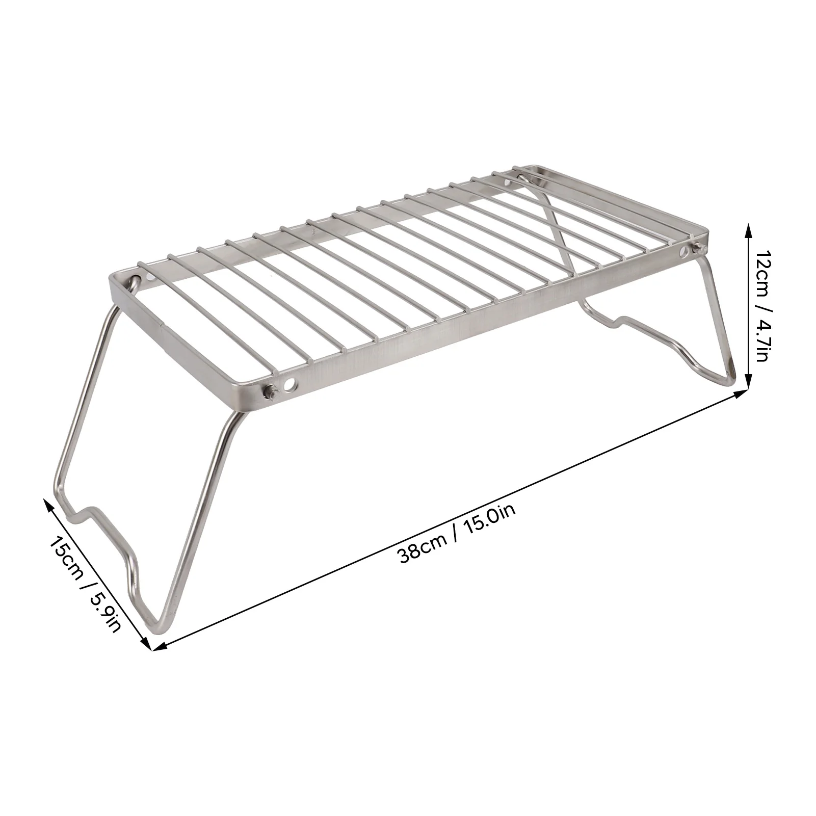 Folding Camping Grate Stainless Steel Adjustable Height Thicker Camp Fire Cooking Racks Draining Backpacking Grill For Outdoor