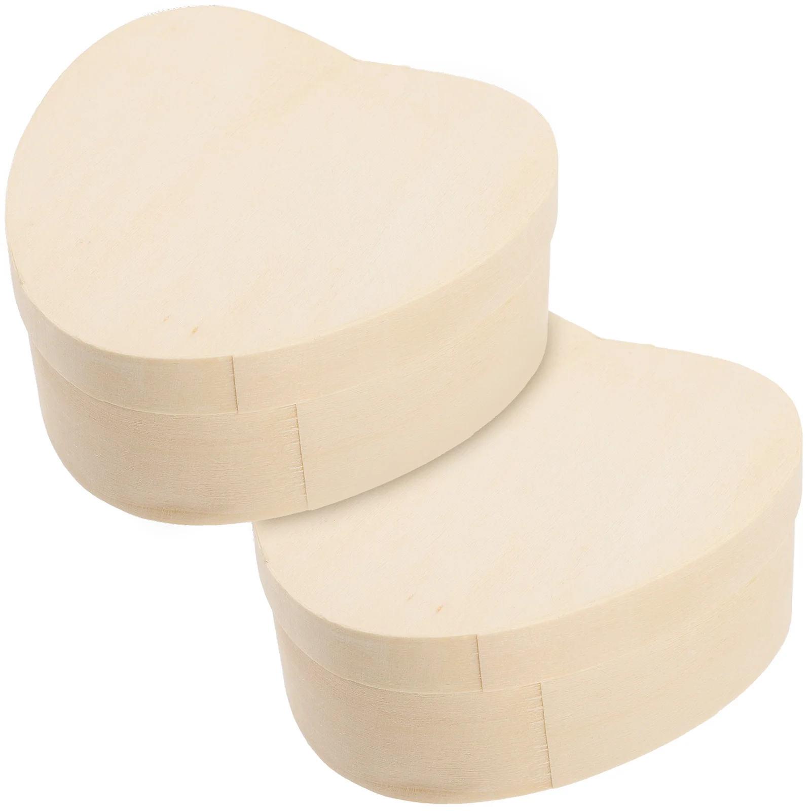 2Pcs Heart Shaped Wooden Boxes Blank Natural Unfinished Storage Box for DIY Jewelry Craft Handmade Decoration Jewelry Box