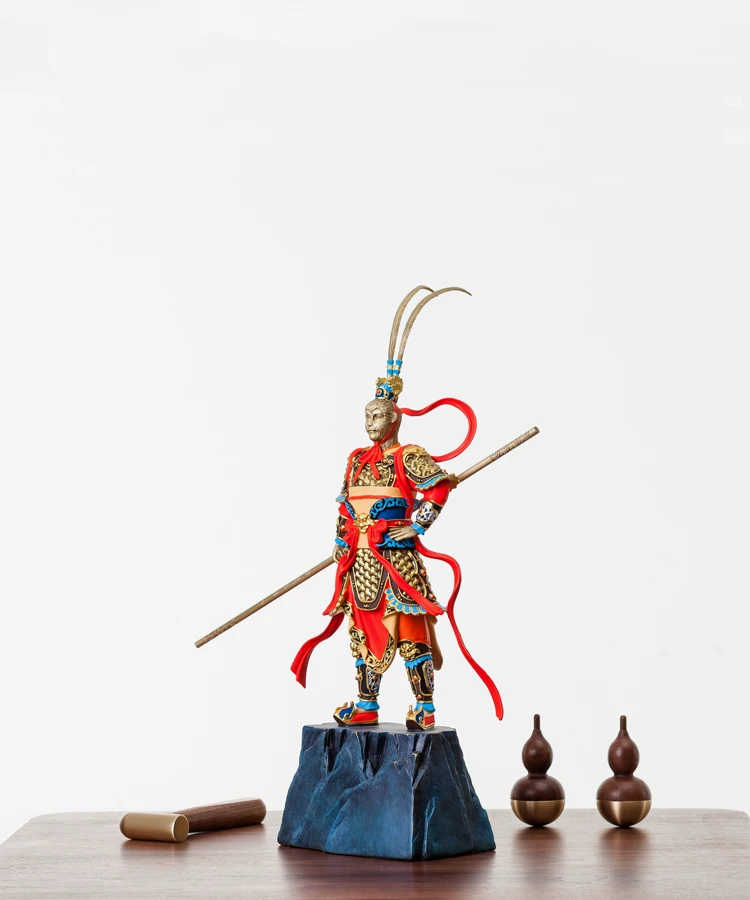 44CM large TOP Collection HOME Company SHOP Color Copper Sculpture art GOOD LUCK  God of War WU KONG Auspicious FENG SHUI statue