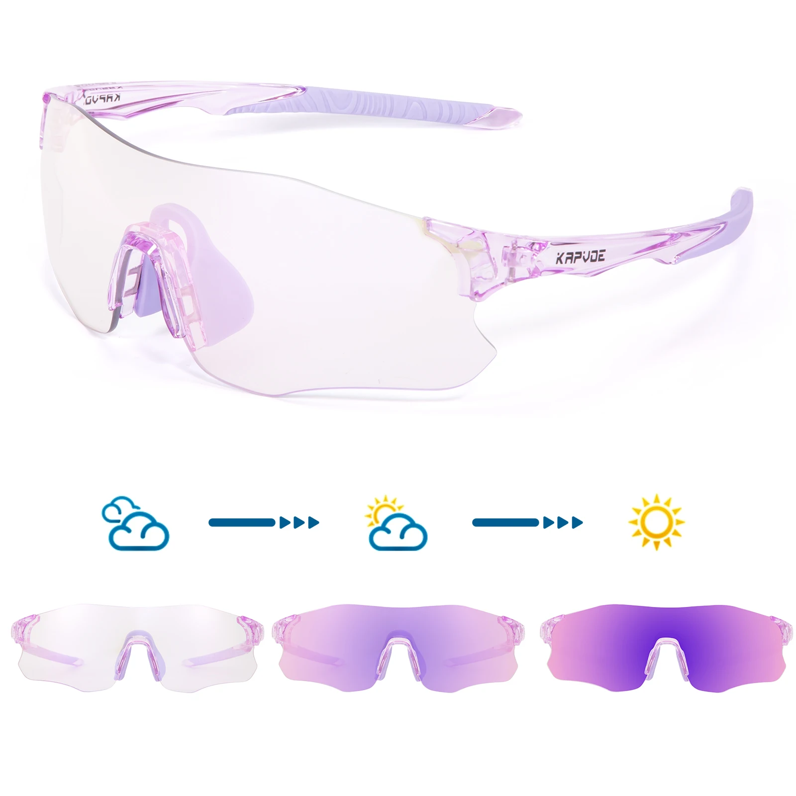 

Kapvoe Photochromic Cycling Glasses Polarized Built-in Myopia Frame Sports Sunglasses Men Women Glasses Cycling Eyewear Goggle