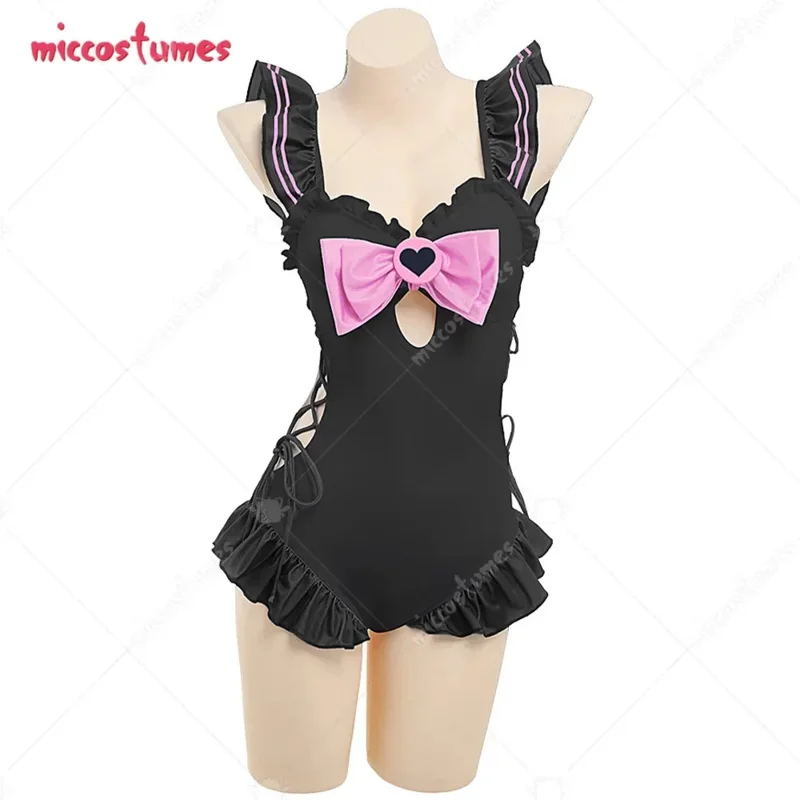 

25COSЖенский сексуальный купальник для купания, купальный костюм с рюшами и бантом, цельный купальник на шнуровке