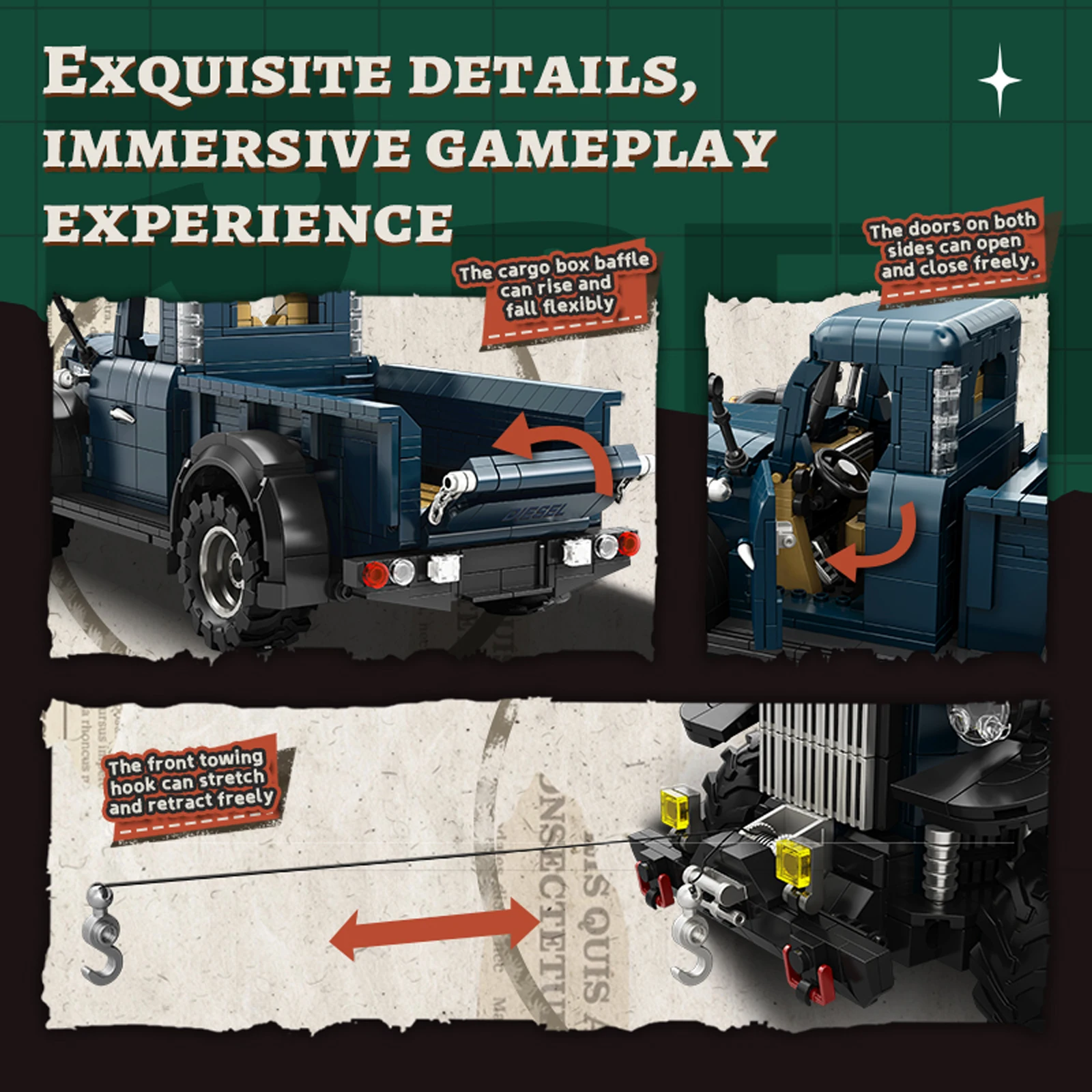 1199Pcs Technical Retro Pickup Truck Building Blocks 1952 Power Wagon Vehicle Bricks MOC Collection Toy For Kids Christmas Gifts