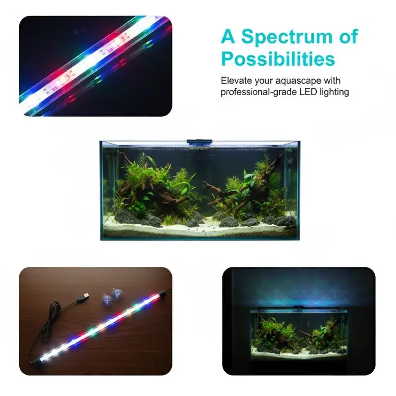 17-47cm USB Waterproof Submersible Aquarium LED Light Fish Tank Aquatic Plant Grow Mood Lamp Landscape Decor Lighting Accessorie