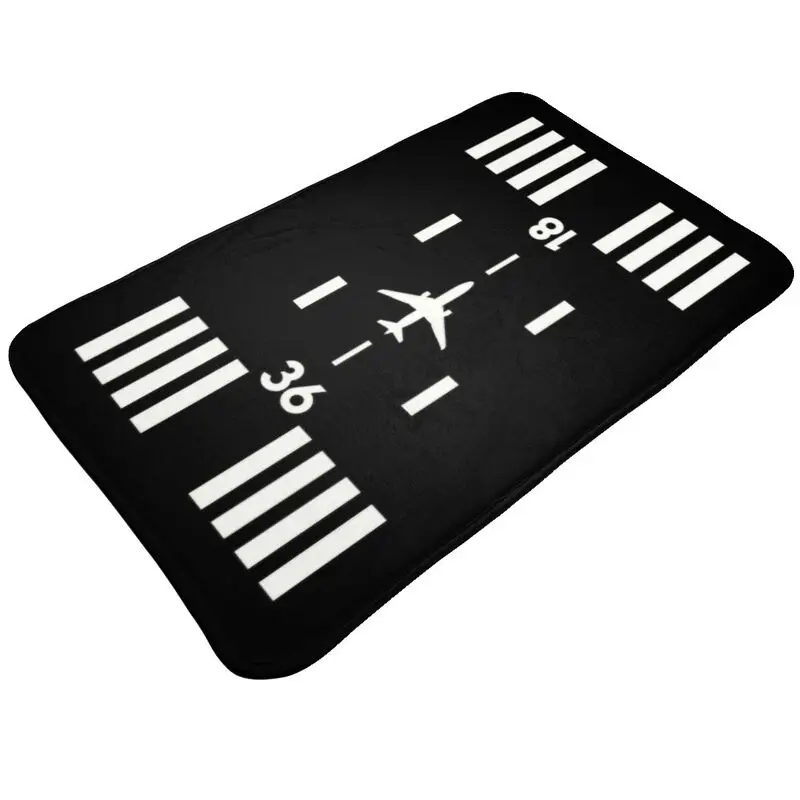 Custom Airport Runway Front Door Mat Anti-Slip Indoor Waterproof Aviator and Pilot Doormat Floor Bathroom Entrance Rug Carpet