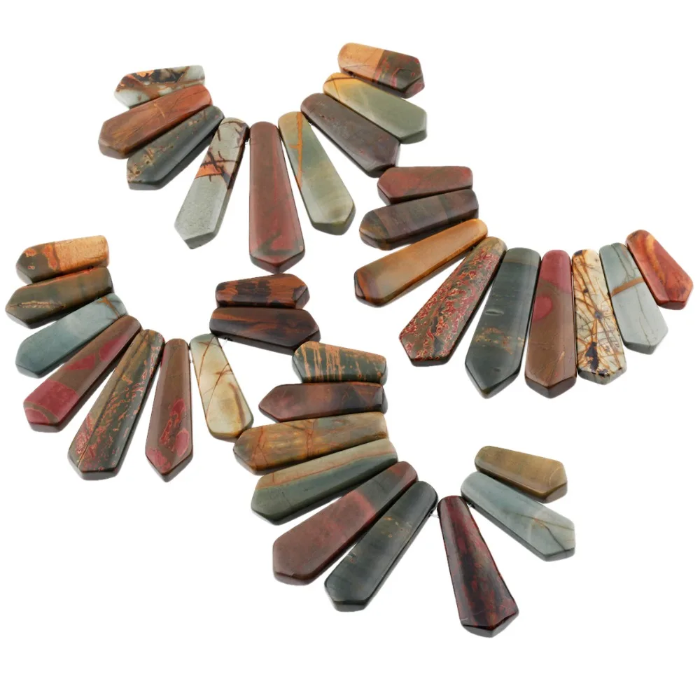 SUNYIK Picasso Stone Loose Bead Pendant,for Jewelry Makings,Bar Shileds/Teardrop Set