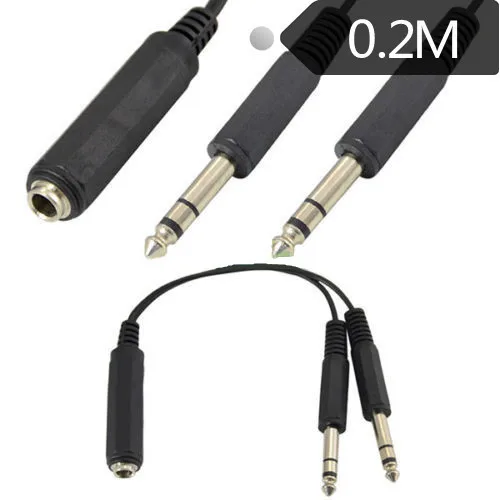 1Pcs 6.35 Mm Male & Female To 2 6.35 Mm Female Adapter Cable 1/4 6.35mm Plug To Dual 6.35mm Jack Y Splitter Stereo Audio Cord