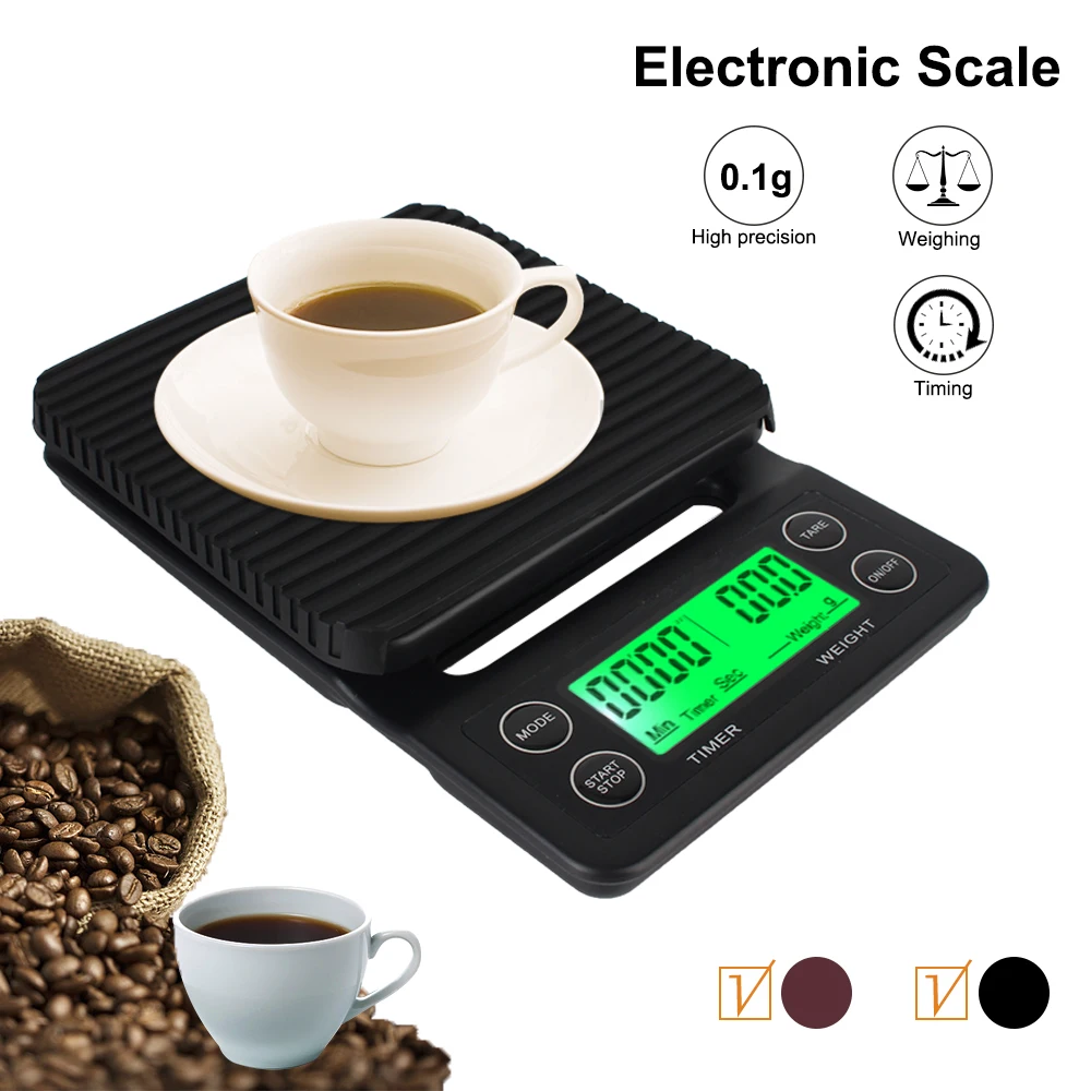 For Food Balance Weighing Digital LCD Mini Household Weighing Scale Electronic Coffee Scale with Timer 3kg 0.1g Kitchen Scales