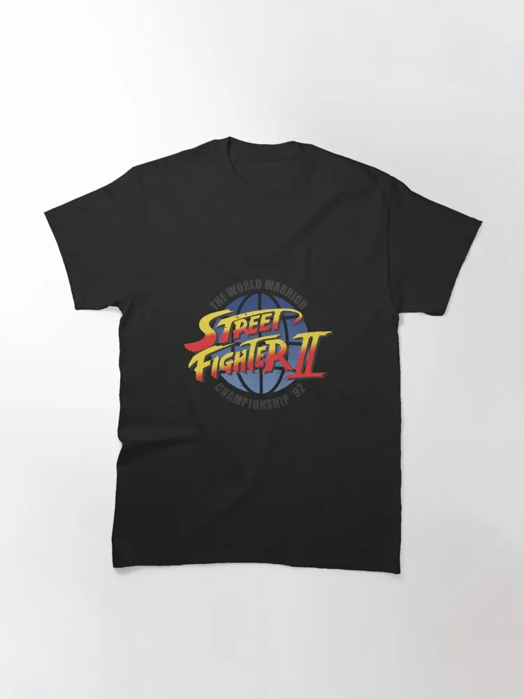 Street Fighter II 92 Logo Print T-shirt Men Retro Game Short Sleeve Trendy Pure Cotton Loose Casual Streetwear Top