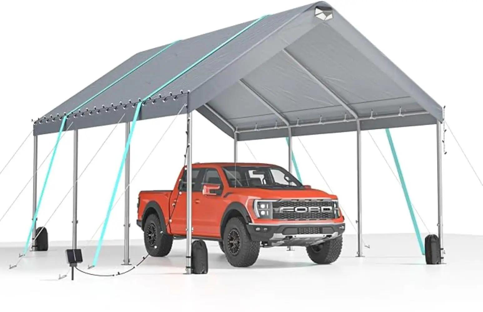 10x20 Heavy Duty Carport Canopy - Large Portable Tent Garage, Adjustable Height 9.5ft-11ft, Removable Roof & Side Walls for