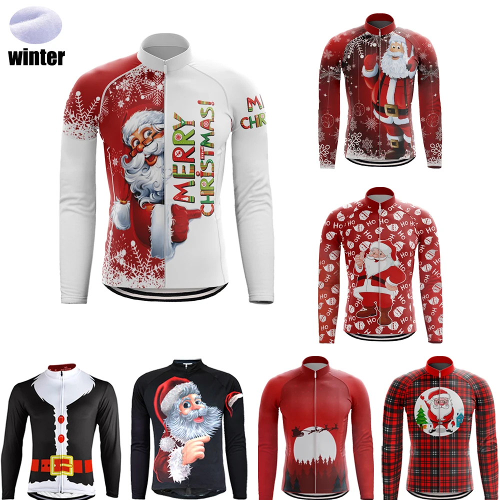 2020 New Santa Claus Long-Sleeved Cycling Jersey Winter Warm Spring And Autumn Thin Mountain Bike Bicycle Clothes Various Styles