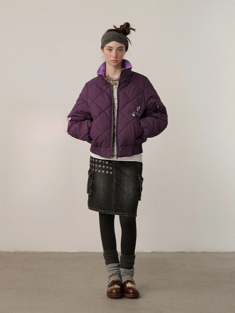 

Зимнее пальто Achihara 2025: Новая женская стеганая хлопковая куртка с дизайнерским узором, прямой крой, длинный рукав, застежка-молния