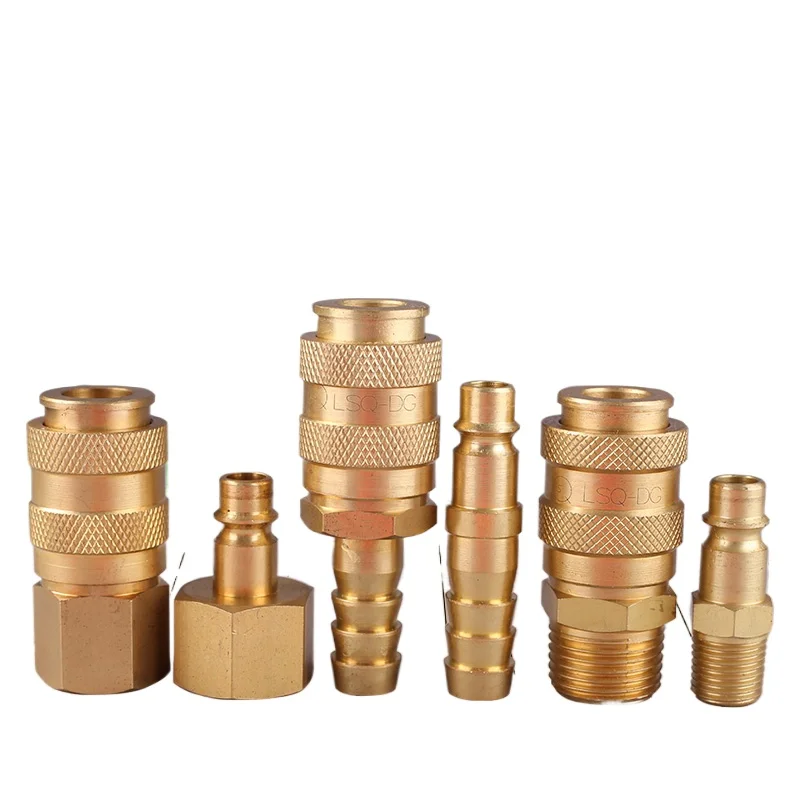 

1PCs European Style Single Hand Open Close Pneumatic Quick Pipe Connector Internal External Thread Pagoda Brass